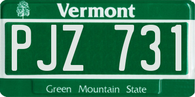 VT license plate PJZ731