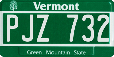 VT license plate PJZ732
