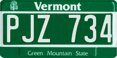 VT license plate PJZ734