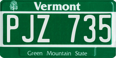 VT license plate PJZ735
