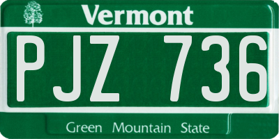 VT license plate PJZ736