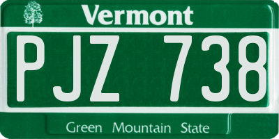 VT license plate PJZ738