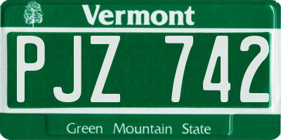 VT license plate PJZ742