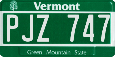 VT license plate PJZ747