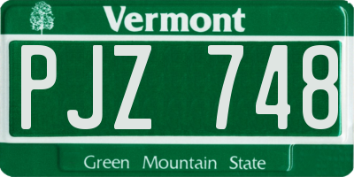 VT license plate PJZ748