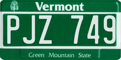 VT license plate PJZ749