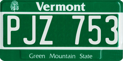 VT license plate PJZ753