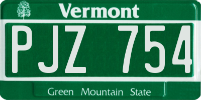 VT license plate PJZ754