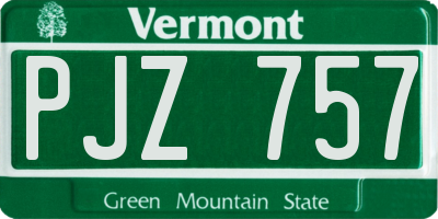 VT license plate PJZ757
