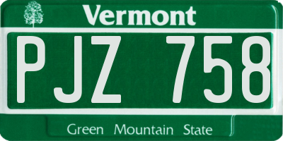 VT license plate PJZ758