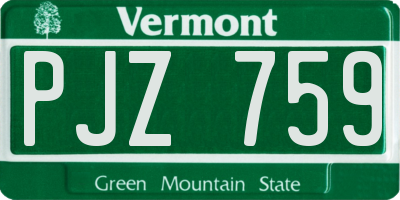 VT license plate PJZ759