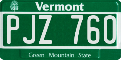 VT license plate PJZ760