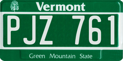 VT license plate PJZ761