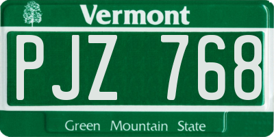 VT license plate PJZ768