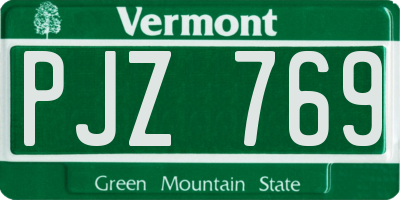 VT license plate PJZ769