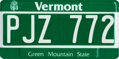 VT license plate PJZ772