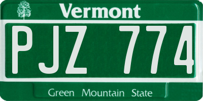 VT license plate PJZ774