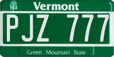 VT license plate PJZ777