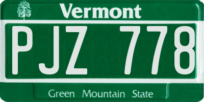 VT license plate PJZ778