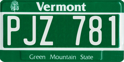 VT license plate PJZ781