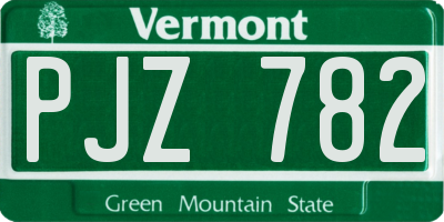 VT license plate PJZ782