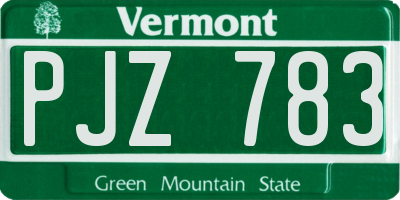 VT license plate PJZ783