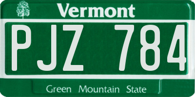 VT license plate PJZ784