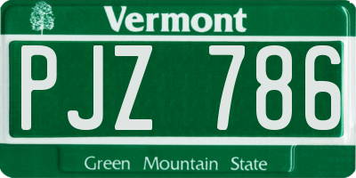 VT license plate PJZ786