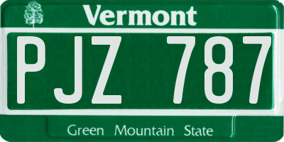 VT license plate PJZ787