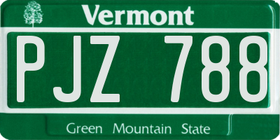 VT license plate PJZ788