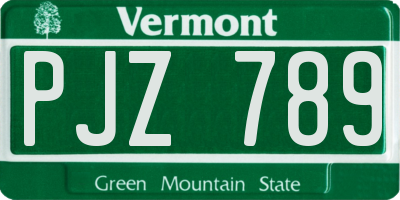 VT license plate PJZ789