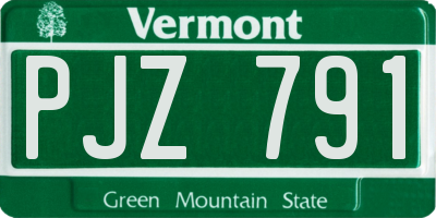 VT license plate PJZ791