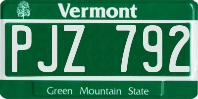 VT license plate PJZ792