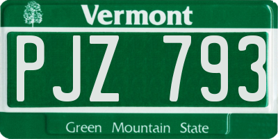 VT license plate PJZ793