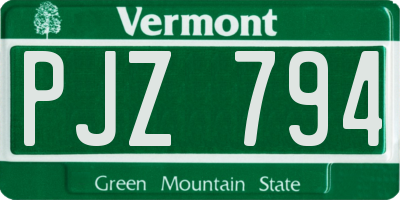 VT license plate PJZ794