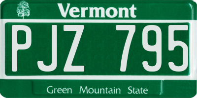 VT license plate PJZ795