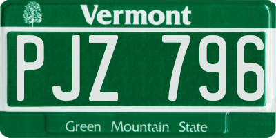 VT license plate PJZ796