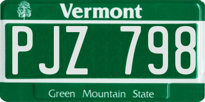 VT license plate PJZ798