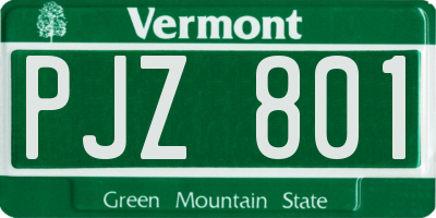 VT license plate PJZ801