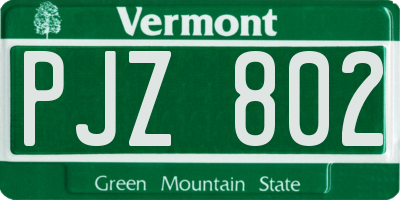 VT license plate PJZ802