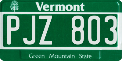 VT license plate PJZ803