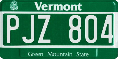 VT license plate PJZ804