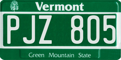 VT license plate PJZ805
