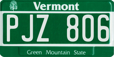 VT license plate PJZ806