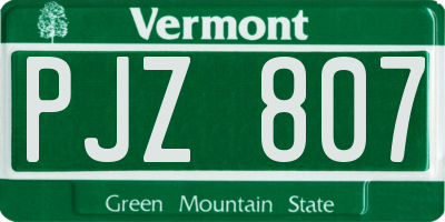 VT license plate PJZ807