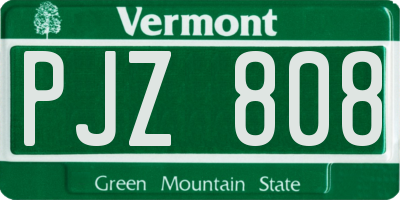 VT license plate PJZ808