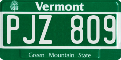 VT license plate PJZ809
