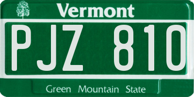 VT license plate PJZ810
