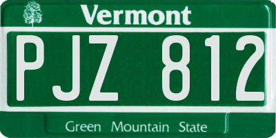 VT license plate PJZ812