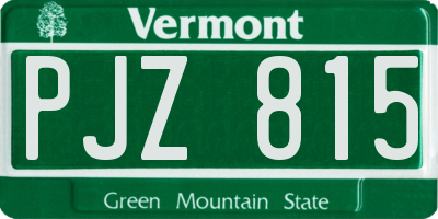 VT license plate PJZ815
